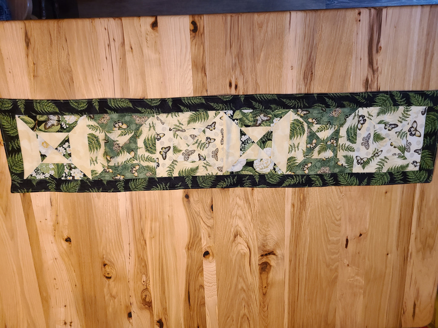 Green Floral Butterfly Tabel Runner 51" x 11.25"