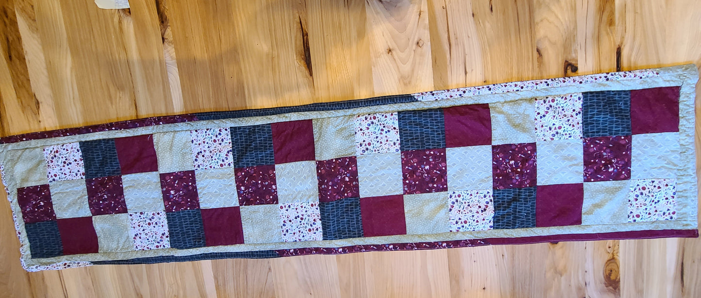 Green/Maroon Table Runner 64" x 14.25"