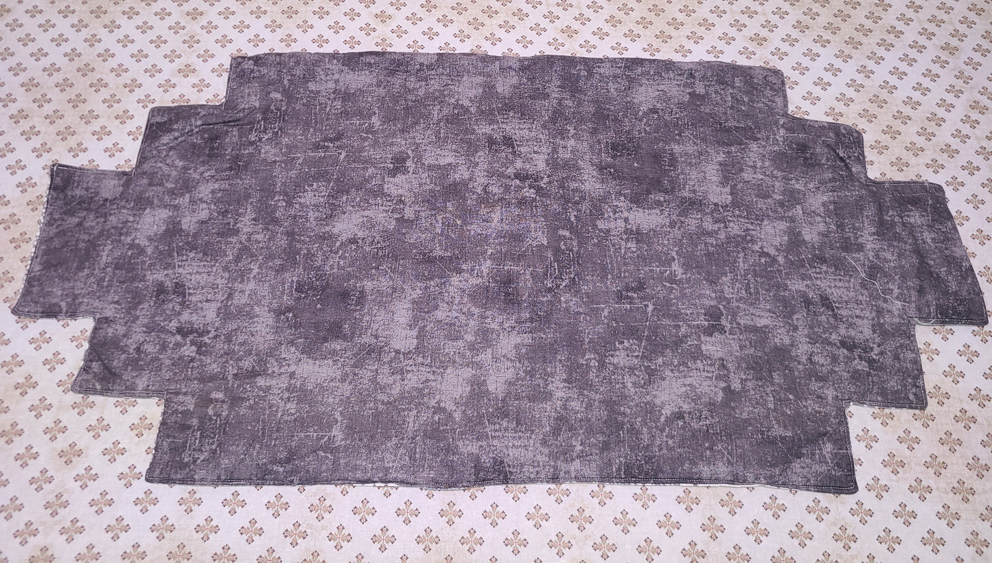 Quilted gray and white table runner