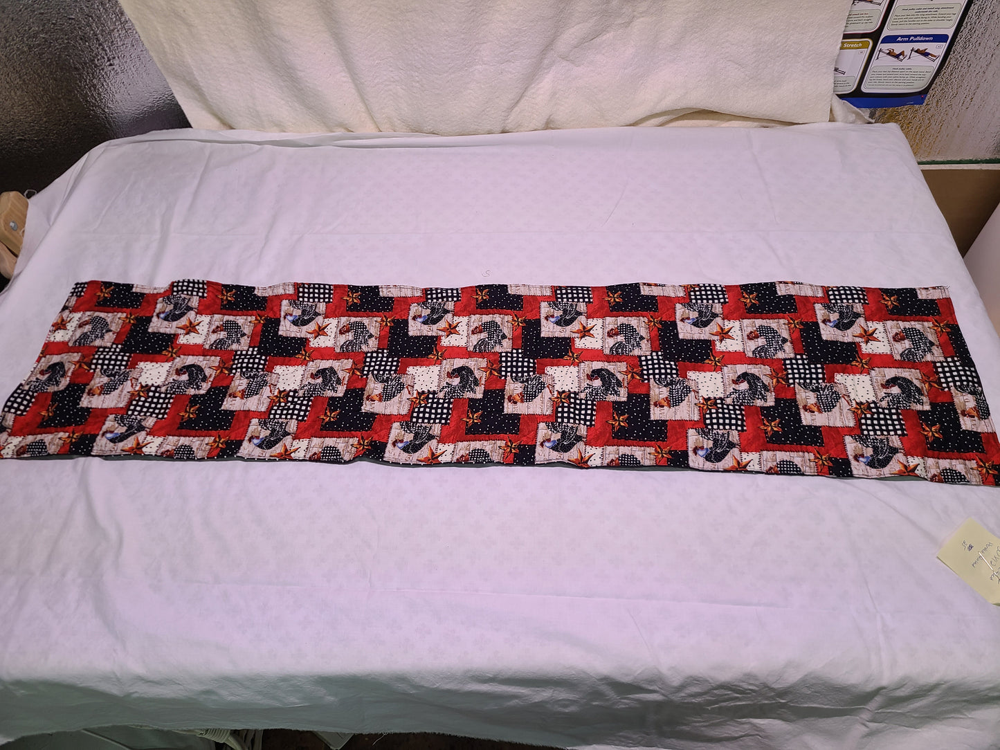 Hand Quilted Chicken Runner 50" x 12"