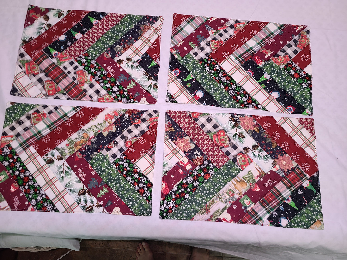 Christmas quilted placemats 12" x 17"