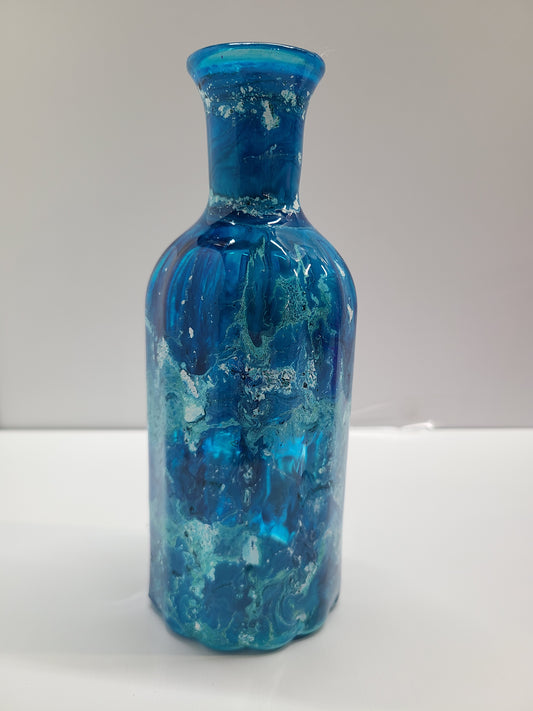 Vase glass blue small