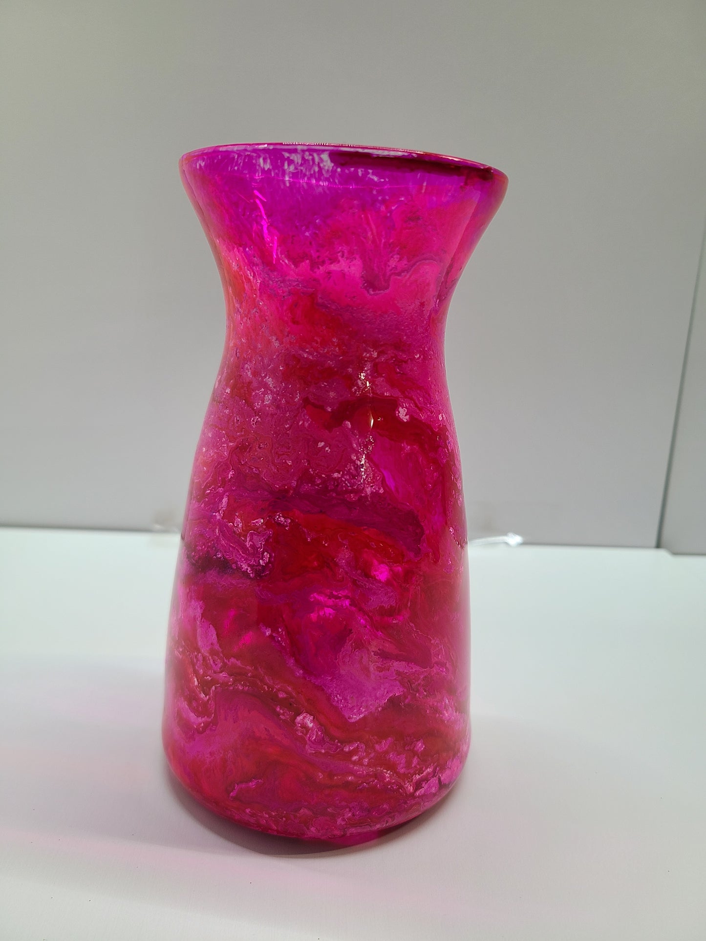 Vase small glass red dyed