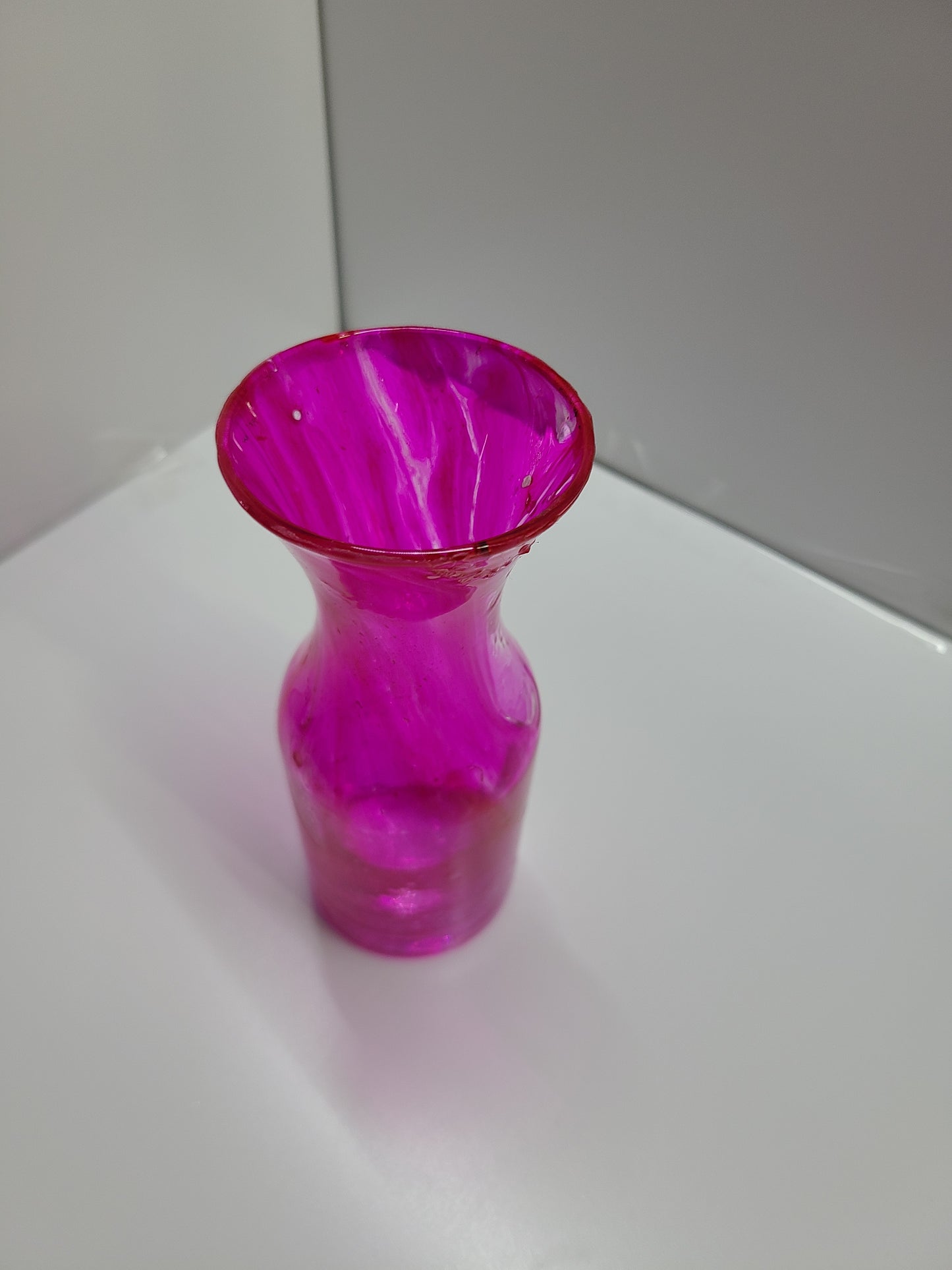 Vase pink dyed glass small