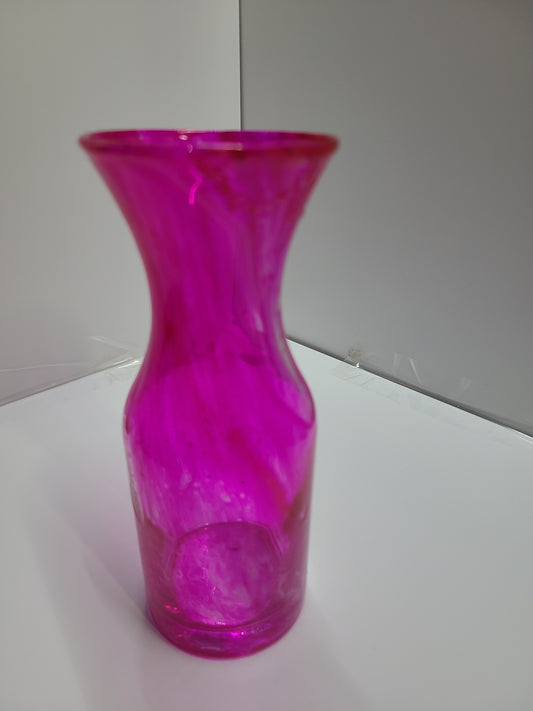 Vase pink dyed glass small