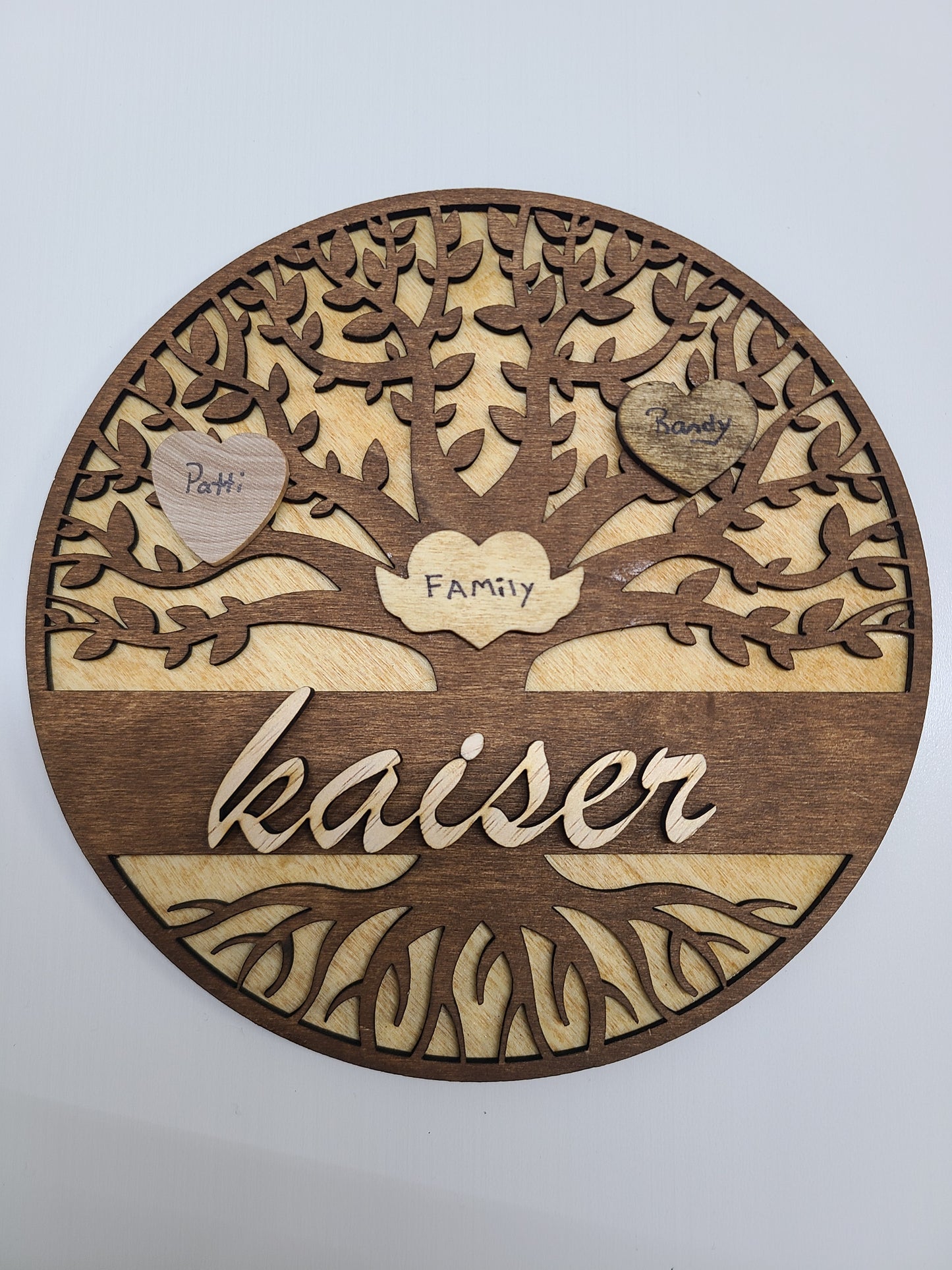 Wood Family Tree 6.75" x 6.75" Custom with family name