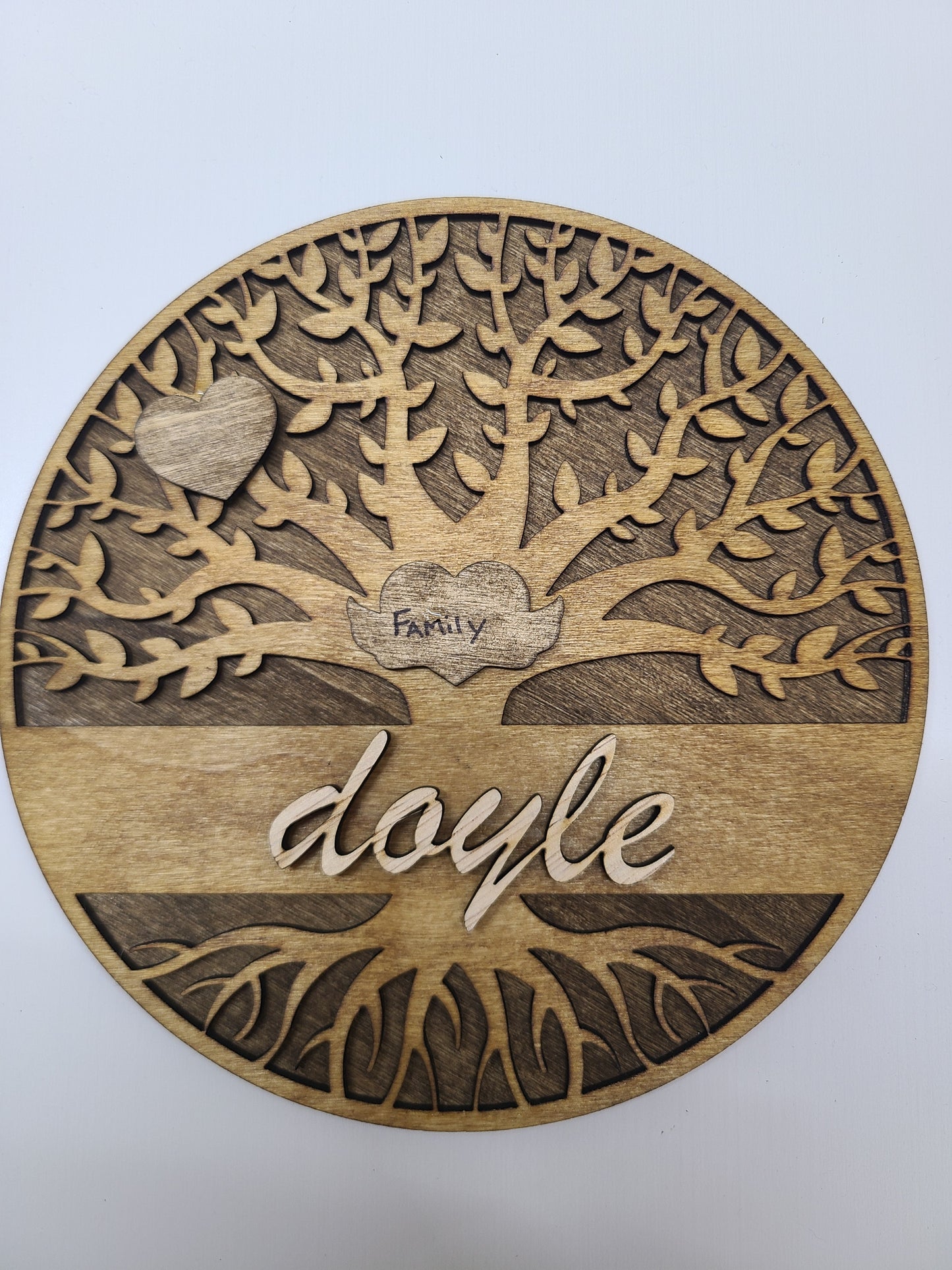 Wood Family Tree 6.75" x 6.75" Custom with family name