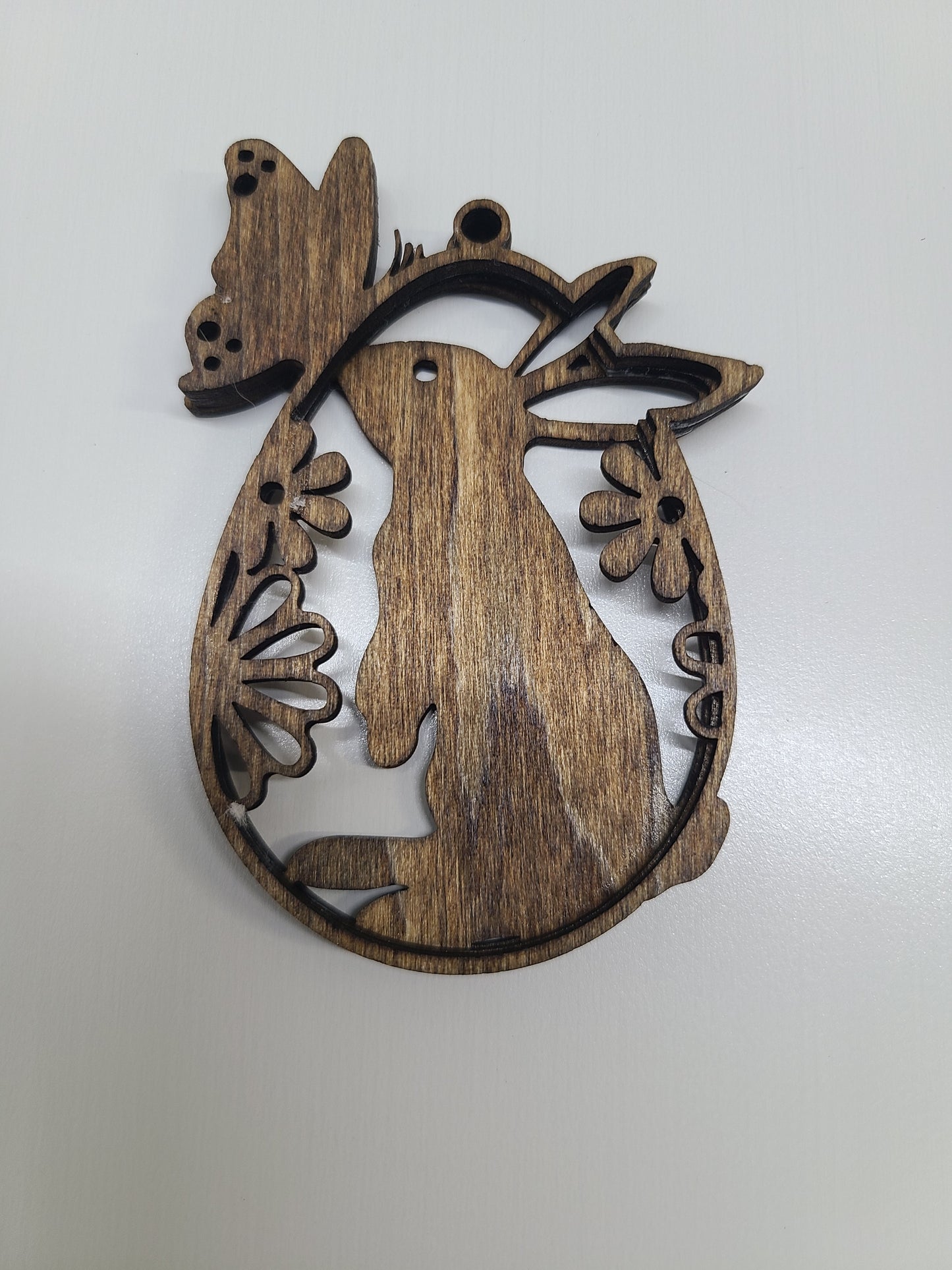 Wood bunny ornament