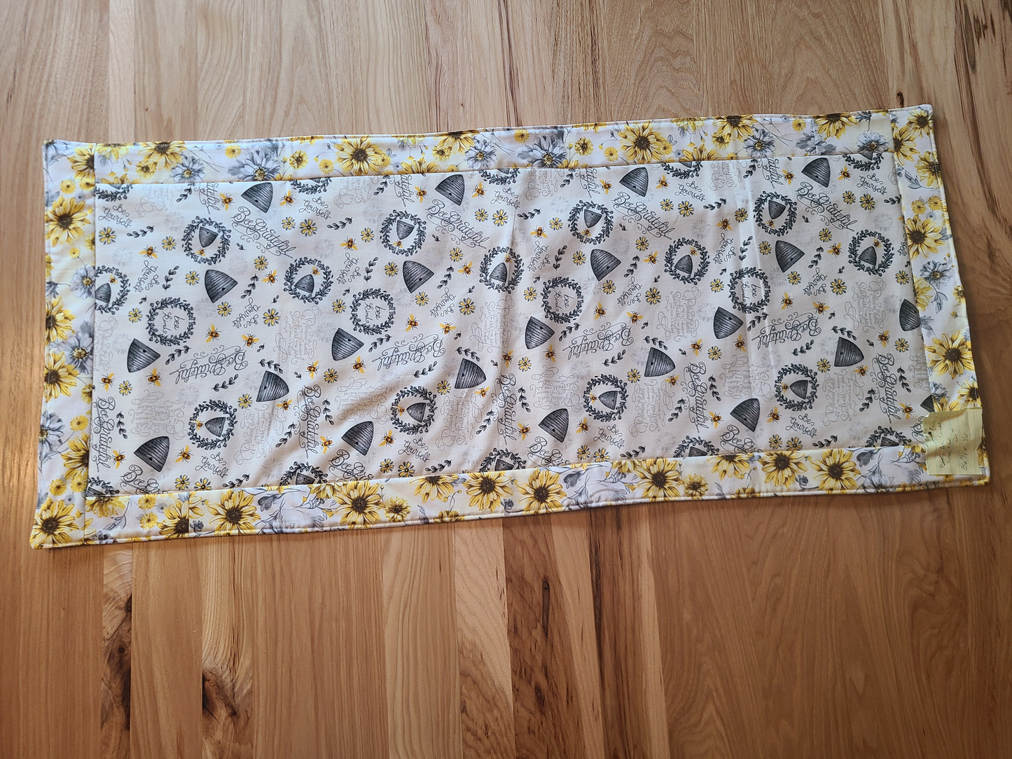 Gray honeybee Hives & Sunflowers Table Runner 36.75 x 16