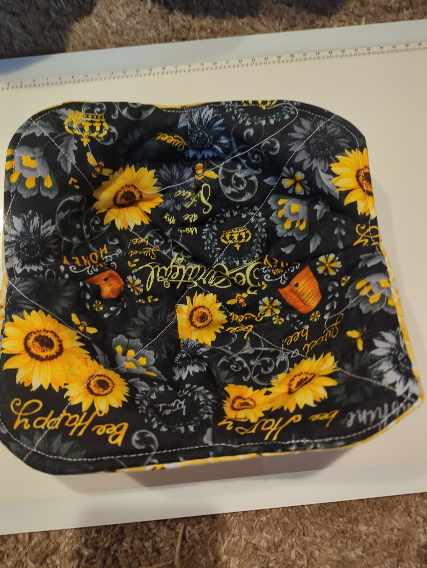 Bee / black sunflower Cozy double sided